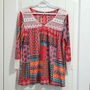 Roper womans lace embellished blouse, size xlarge